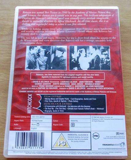 REBECCA Alfred Hitchcock Laurence Olivier Joan Fontaine DVD  [BBOX 1]
