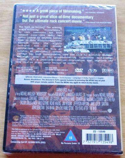 WOODSTOCK 3 DAYS OF PEACE & MUSIC Director's Cut DVD