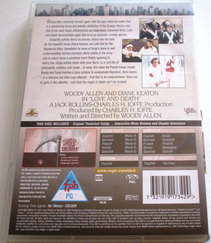 LOVE AND DEATH Woody Allen Diane Keaton DVD [BBOX 15]