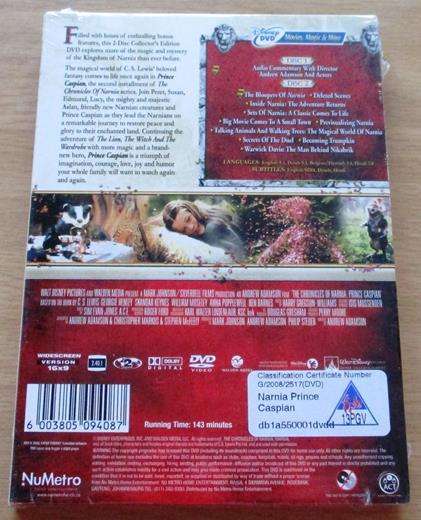 THE CHRONICLES OF NARNIA Prince Caspian 2 Disc Collector's Edition DVD [BBOX 9]