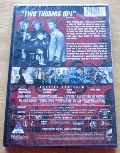 A KNIGHT'S TALE Heath Ledger DVD [BBOX 9]