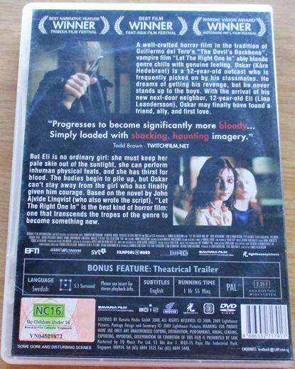 LET THE RIGHT ONE IN A Vampire Love Story DVD  [BBOX 2] Region 3