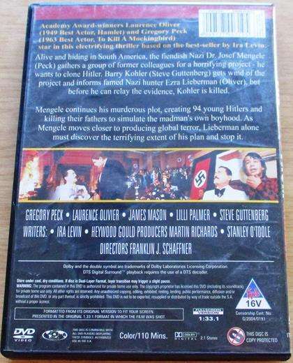 THE BOYS FROM BRAZIL Laurence Olivier Gregory Peck DVD  [BBOX 3] Region 2