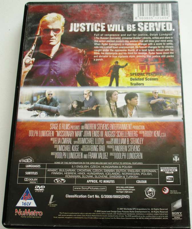 MISSIONARY MAN Dolph Lundgren DVD [BBOX 5]