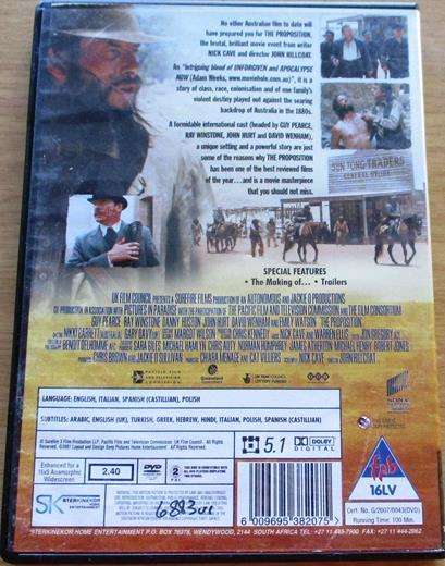 THE PROPOSITION DVD Guy Pearce John Hurt Emily Watson [BBOX 3] Region 2