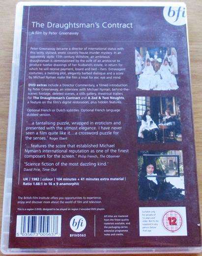 THE DRAUGHTSMAN'S CONTRACT Peter Greenaway DVD [BBOX 4] Region 2