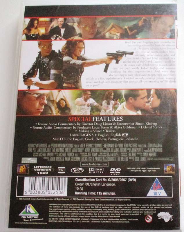 MR. &MRS. SMITH Brad Pitt Angelina Jolie DVD [BBOX 6]