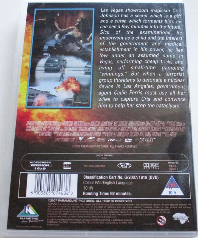 NEXT Nicholas Cage Julianne Moore Jessica Biel DVD [BBOX 13]