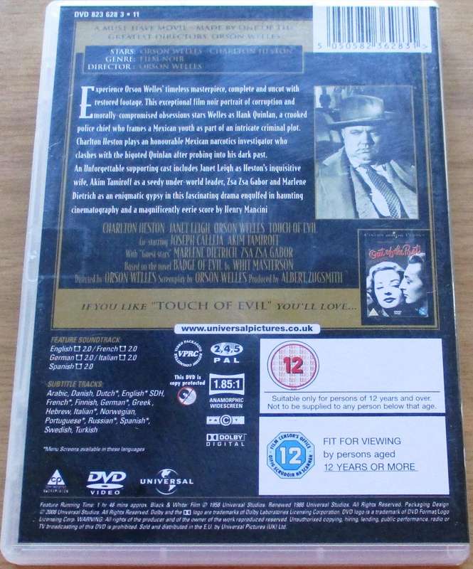 TOUCH OF EVIL Orson Welles DVD [BBOX 4] Region 4