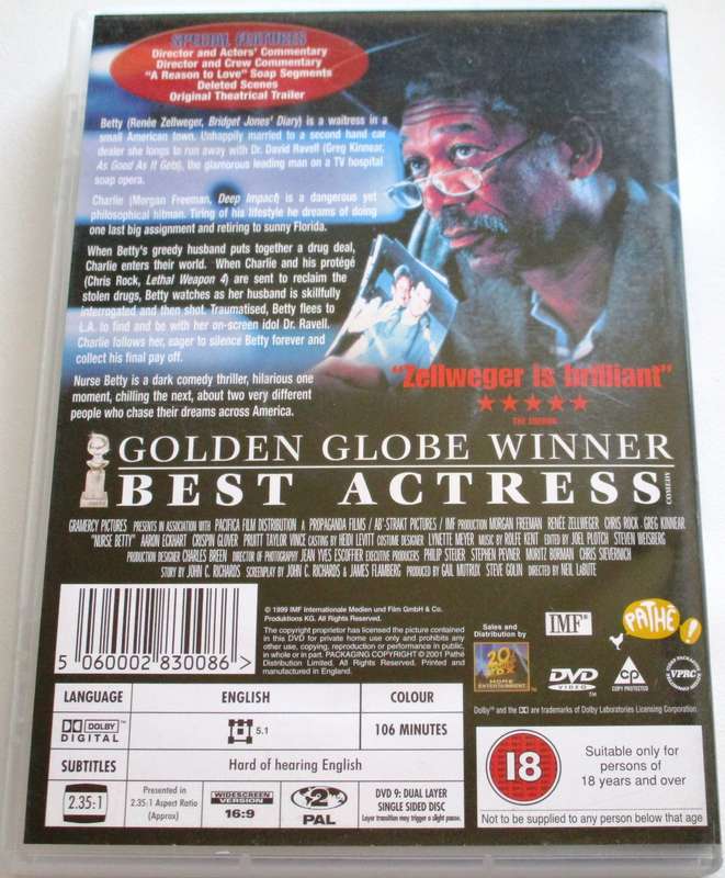 NURSE BETTY Morgan Freeman DVD [BBOX 13]