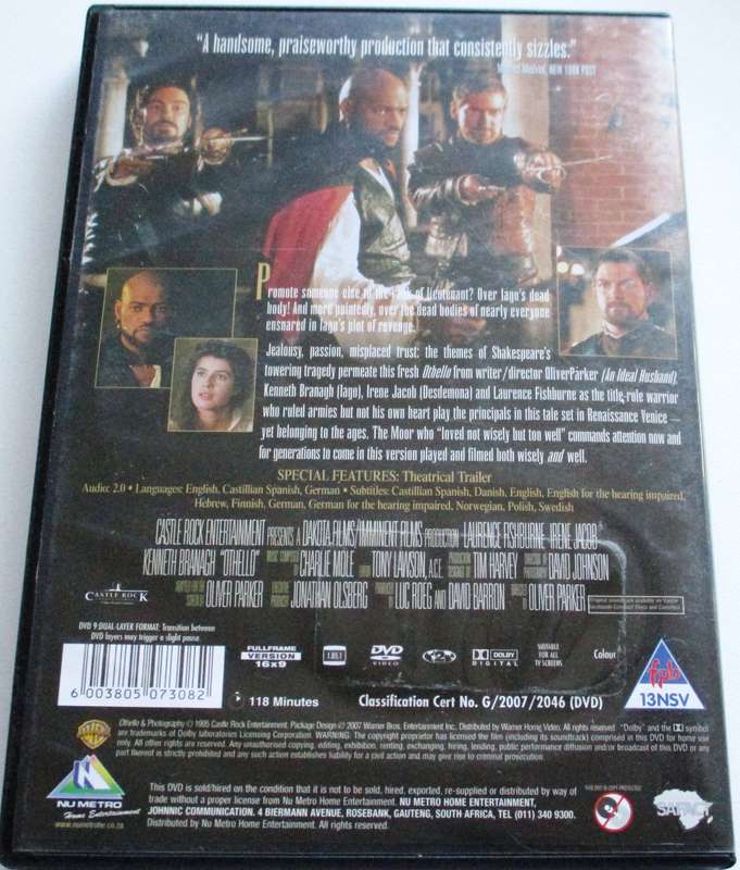 OTHELLA Laurence  Fishburne DVD [BBOX 12]