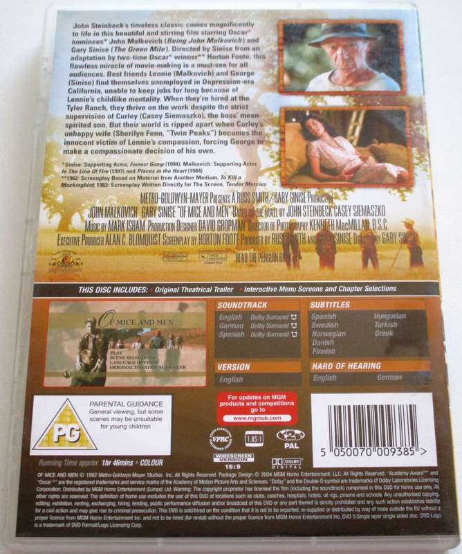 OF MICE AND MEN John Malkovich [BBOX 12]