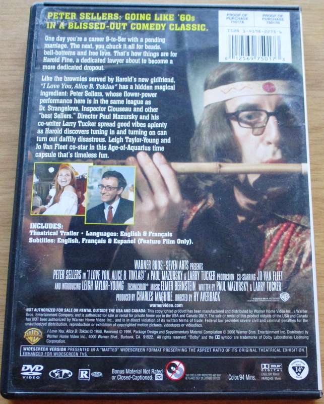 I LOVE YOU, ALICE B. TOKLAS Peter Sellers DVD [BBOX 6] Region 1