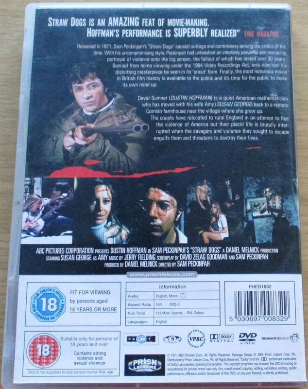 STRAW DOGS Dustin Hoffman DVD [BBOX 6] Region Free