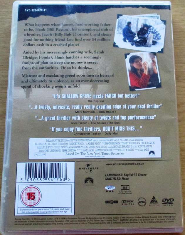A SIMPLE PLAN Bill Paxton Bridget Fonda DVD [BBOX 7] Region 2