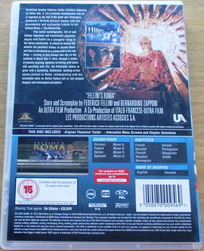 FELLINI'S ROMA DVD [BBOX 7] Region 2