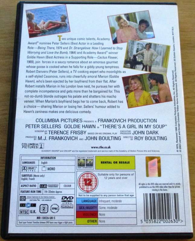 THERE'S A GIRL IN MY SOUP Peter Sellers Goldie Hawn DVD [BBOX 7] Region 2