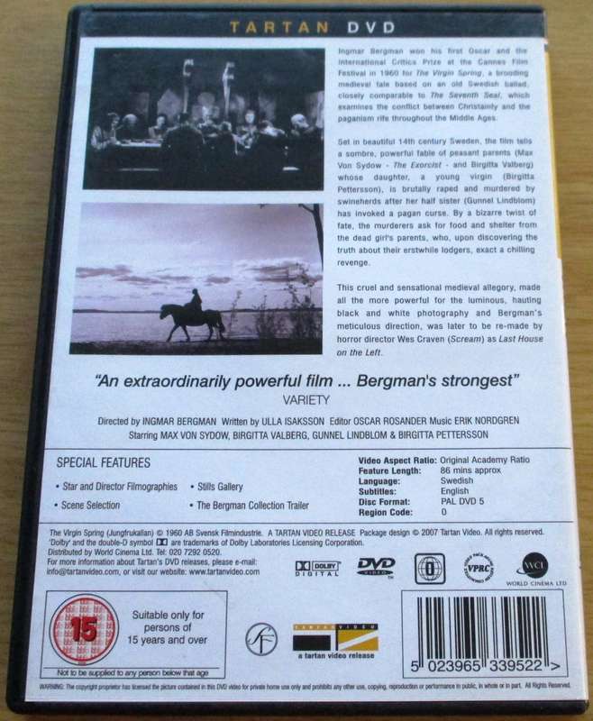 THE BERGMAN COLELCTION THE VIRGIN SPRING DVD [BBOX 7] Region free