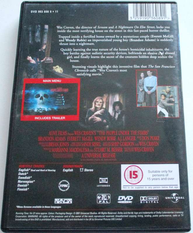 THE PEOPLE UNDER THE STAIRS Wes Craven DVD [BBOX 12]