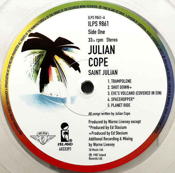 JULIAN COPE Saint Julian CLEAR LP VINYL Record