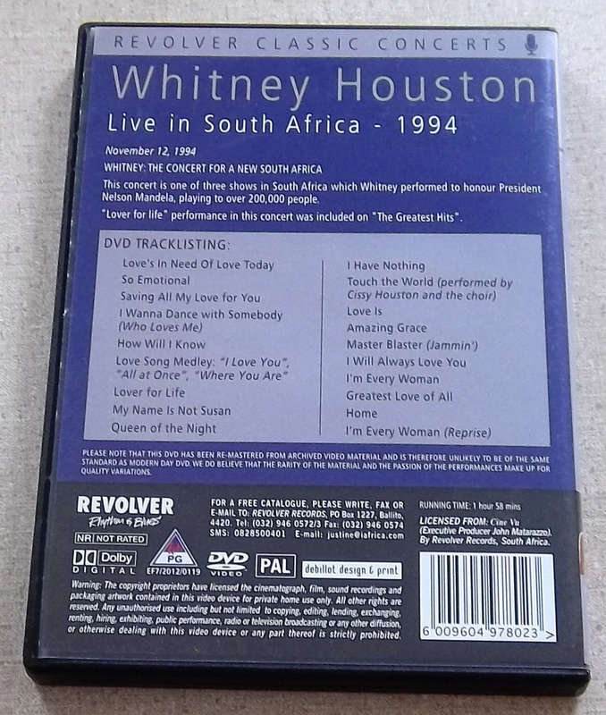 WHITNEY HOUSTON Concert for South Africa Live in SA 1994 #REVDVD537