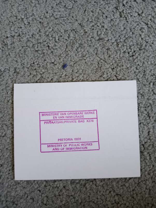 RSA-SCARCE OFFICIAL POSTCARD SIGNED BY THE MINISTER OF PUBLIC WORKS & ADMIN. A.L.SCHLEBUSCH