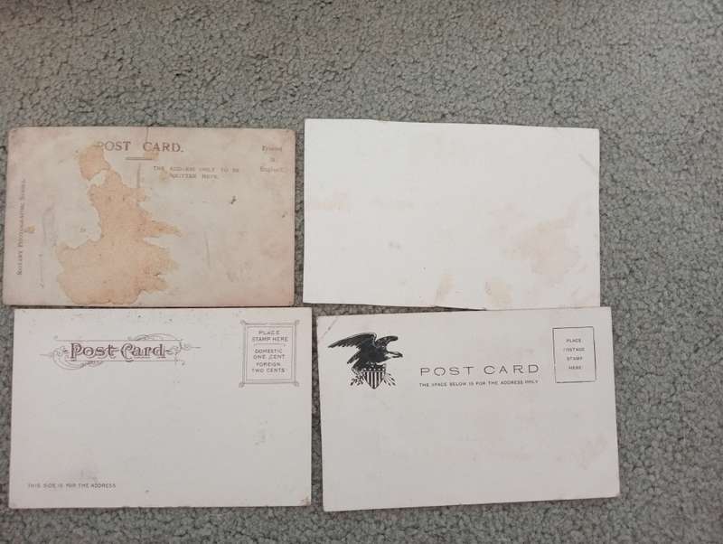 4 LOVELY EARLY 1900`s POST CARDS MOSTLY UNUSED    BUY NOW`S GETS FREE CARD
