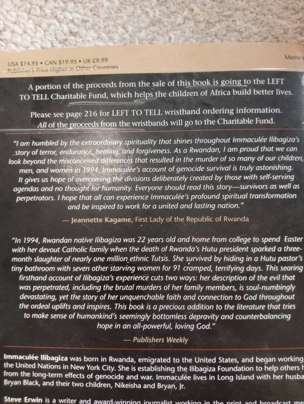 SIGNED BOOKS ON AUCTION TODAY- "LEFT TO TELL-MUST READ !! -SIGNED SEE BELOW  !!!   "