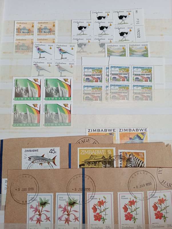 SCARCE ZIMBABWE COLLECTION IN STOCK BOOK-MANY HIGH VALUE BLOCKS ETC