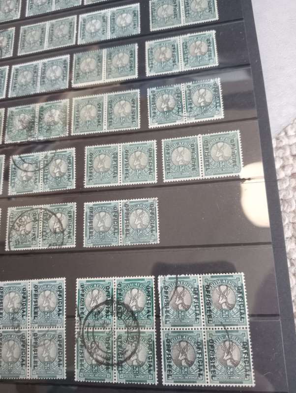 HUGE COLLECTION OF THE 1/2d OFFICIALS ALL PAIRS,BLOCKS ETC SEE BELOW-VARIETIES ETC