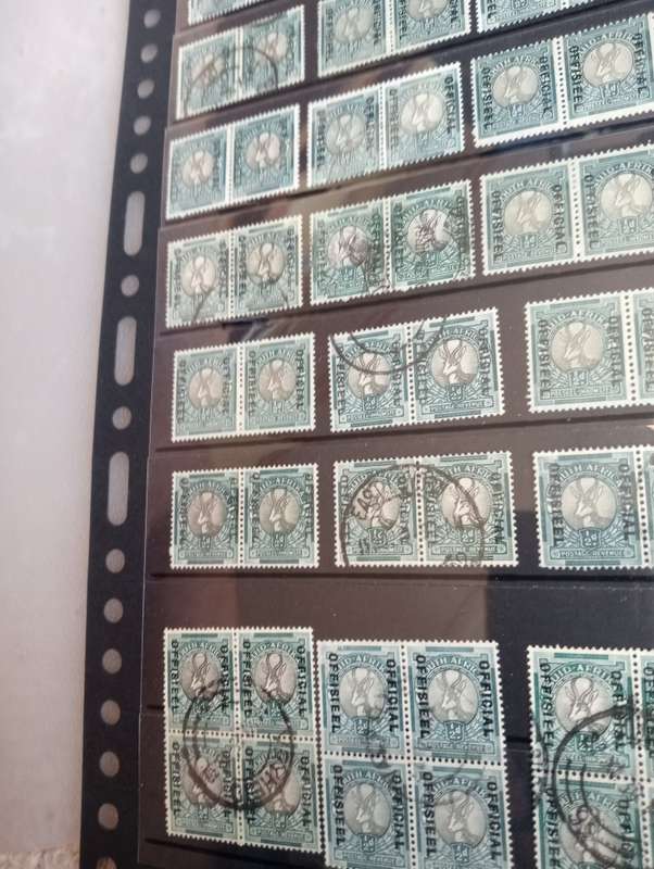 HUGE COLLECTION OF THE 1/2d OFFICIALS ALL PAIRS,BLOCKS ETC SEE BELOW-VARIETIES ETC