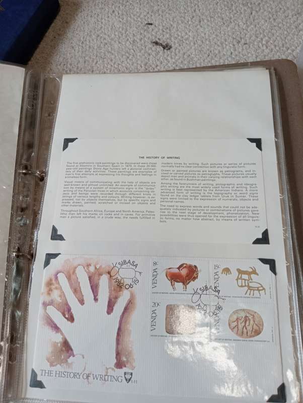 STOCK BOOK WITH PLASTIC PAGES WITH COVERS AND DOCUMENTATION-NOT ALL SHOWN
