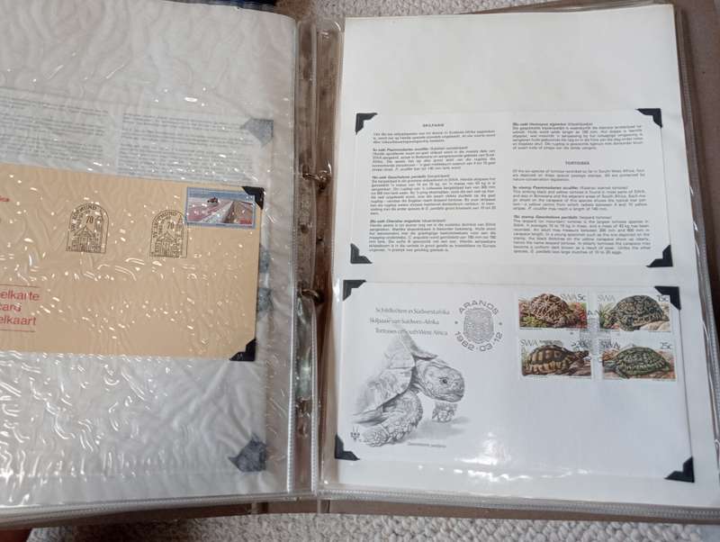 STOCK BOOK WITH PLASTIC PAGES WITH COVERS AND DOCUMENTATION-NOT ALL SHOWN