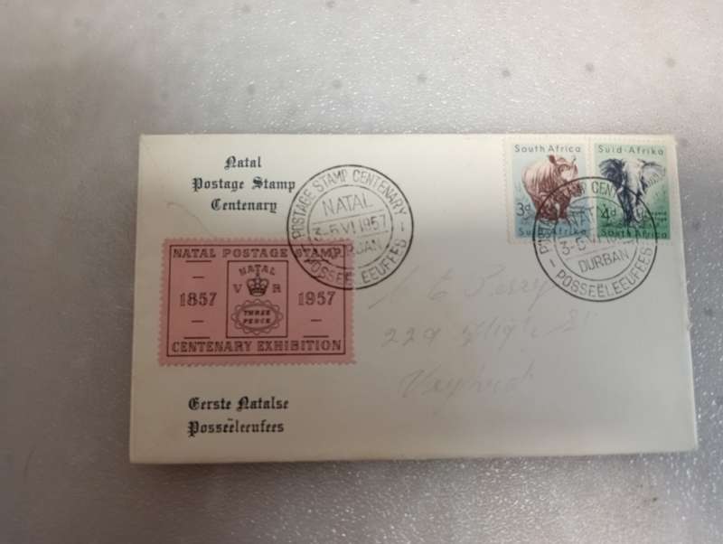 UNION-LOVELY COVER NOT SEEN TOO OFTEN "  NATAL POSTAGE STAMP CENTENARY "