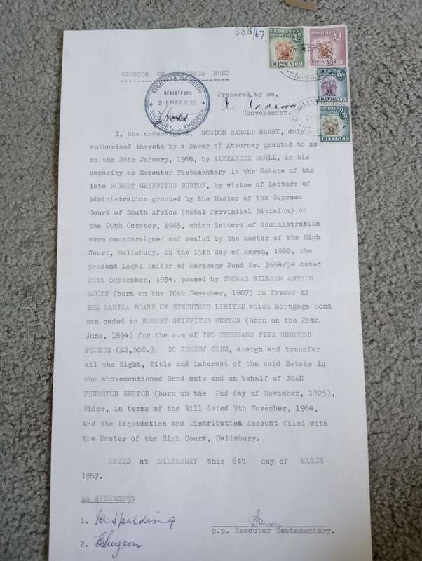 RHODESIA`S   SCARCE SUPERB AND CLEAN FOR THESES   REVENUE DOCUMENTS-NB SEE ALL BELOW !!