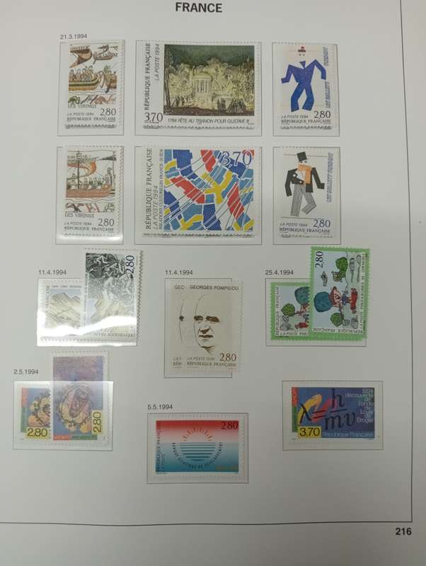 FRANCE- SCARCE 1992-1994 95% COMPLETE ON PAGES    500 PLUS POUNDS  WITH   PRE-CANCELLED SUPERB UMM