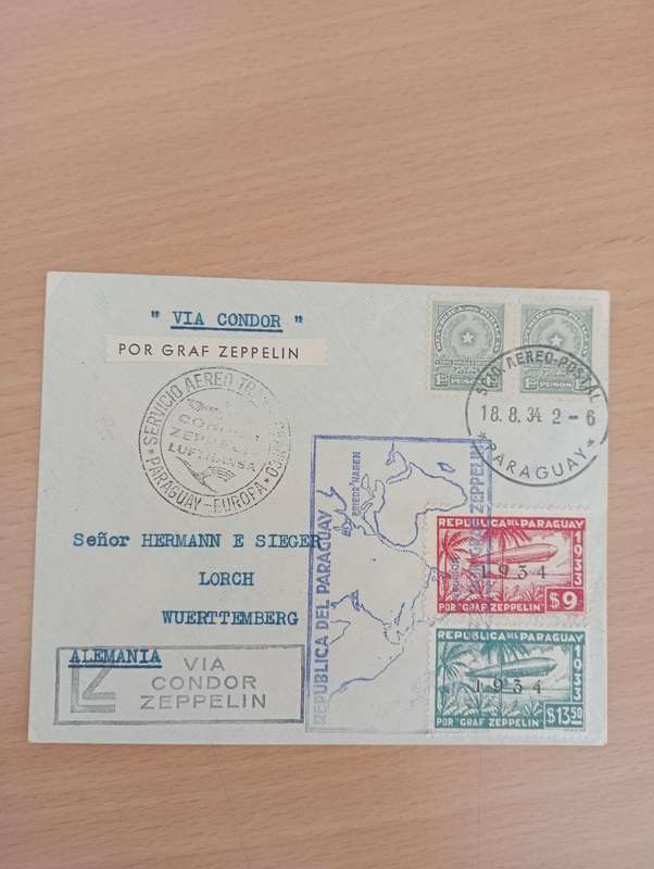 LOVELY VERY SCARCE  " ZEPPELIN COVER " 1934 FROM PARAGUAY TO GERMANY TO ALEMANIA  !!
