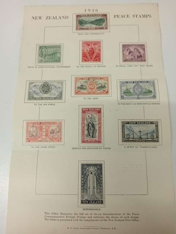N.ZEALAND-A SCARCE 1946 PEACE SET IN THE DISTRIBUTION PAMPHLET-NICE KGVI ITEM !!