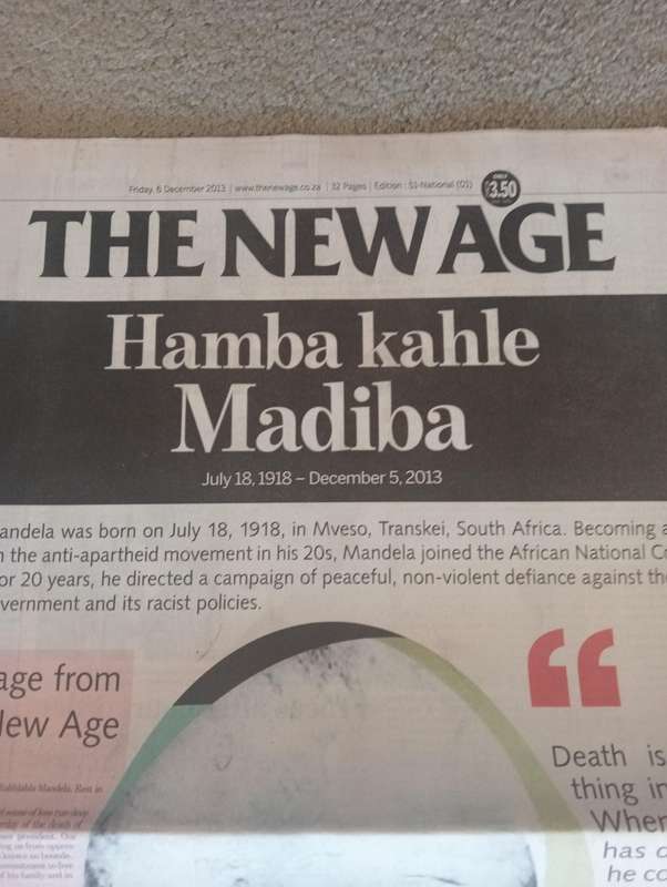 EXTREMELY SCARCE 5 DIFFERENT " MANDELA NEWSPAPERS 2013 " UNREAD AS NEW-ALL PARTS INCLUDED !!
