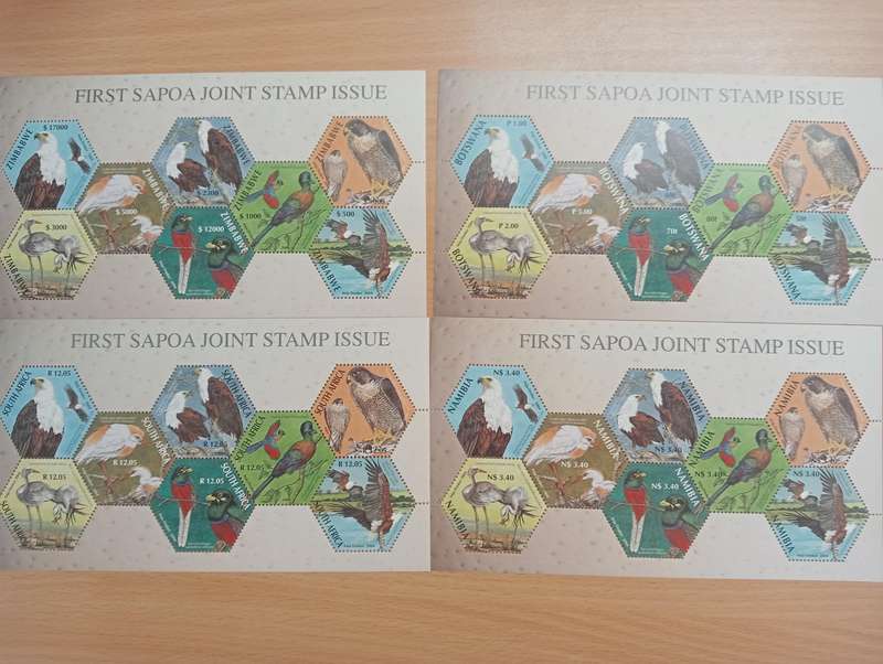 BIRDS-4 SCARCE SAPOA JOINT STAMP ISSUE ZIMBABWE,BOTSWANA,NAMIBIA AND SOUTH AFRICA-ALL UMM