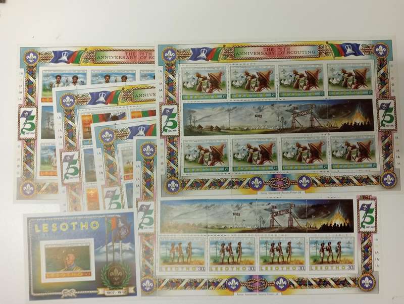 LOVELY LESOTHO SCARCE SCOUTS SET FULL SHEETS + M/SHEET SUPERB UMM