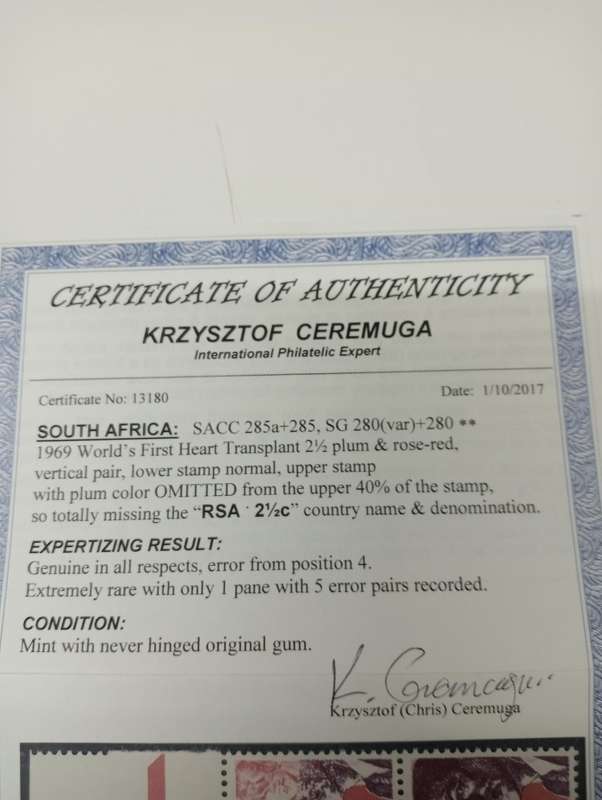 PROBABLY ONE OF THE MOST RARE OF RSA ERRORS BARNARD " MISSING PURPLE AND BLACK " WITH CERTIFICATE