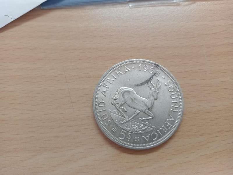 UNION 5 Shilling SILVER coin QEII 1958