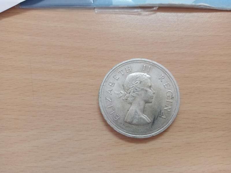 UNION 5 Shilling SILVER coin QEII 1958