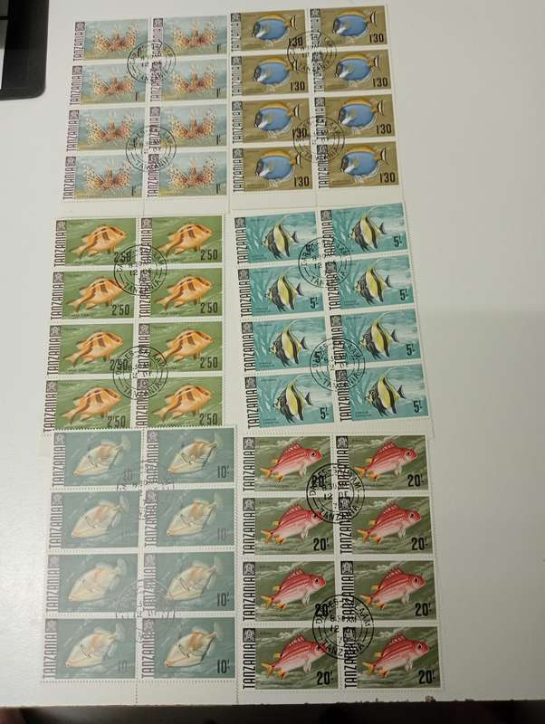 Tanzania Fish Top Values Used Blocks Superb Scarce