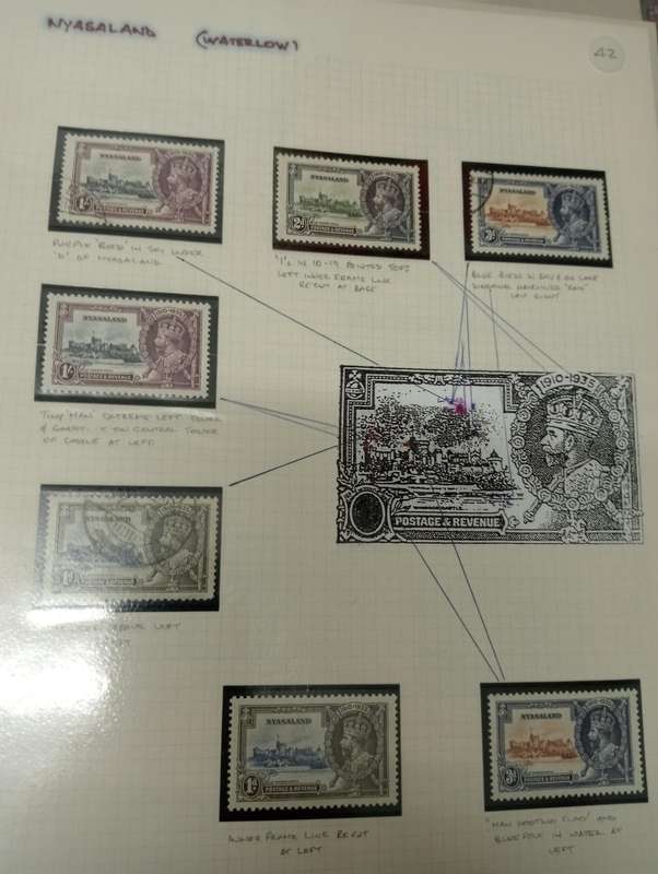 BRITISH AFRICA 1935 WRITTEN UP collection showing flaws-SCARCE LOT !! see below