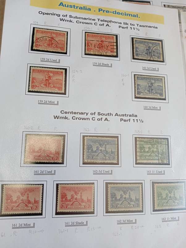 AUSTRALIA-very useful pages mint and used sets.NB pages will be carefully folded for postage.