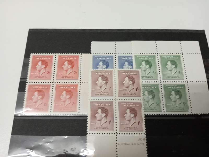 SCARCE AUSTRALASIAN KGVI Coronation sets as blocks of umm