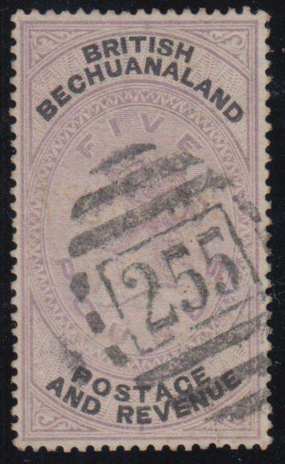BECHUANALAND-RARE R 55 000.00  5 POUND-this stamp is sold as is,may be cleaned and cancel added.