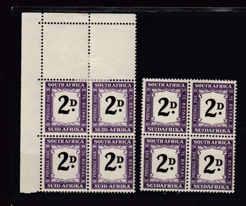 UNION- 2d POSTAGE DUE BLOCKS BOTH SHADES SUPERB UMM /H.R.